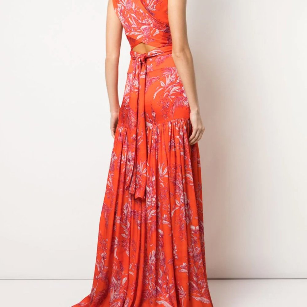 BELAYA MAXI SATIN PRINTED ALEXIS DRESS